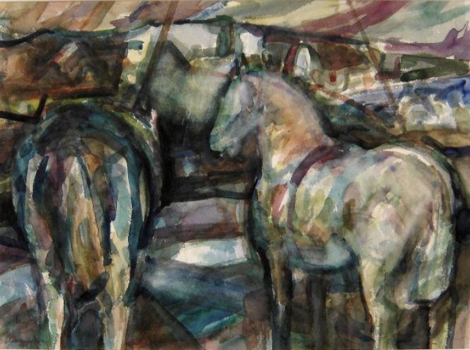 Aquarel met paarden